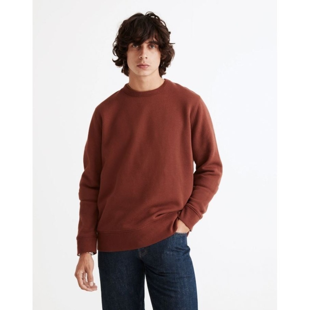Madewell Men's MWL Betterterty Crewneck Sweatshirt in Stained‎ Mahogany Small
